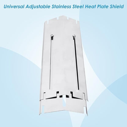 5-Pack Universal Grill Heat Plates Extends from 11.75" up to 21" Adjustable Stainless Steel Heat Shield, Flavorizer Bar, Grill Heat Tent, Burner Cover, Flame Tamer for Gas Grill Parts