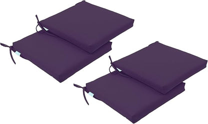 QILLOWAY Outdoor Indoor Chair Pads,Seat Cushions, Square Foam Dining Chair Patio Cushion Set of 4, All Weather, 17" Lx17 Wx3 D(Purple)