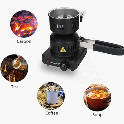 Electric Charcoal Starter,600W Durable Faster Coals Burner with Detachable Handle Stainless Steel Grill 4.9ft Cable,Multipurpose Fast Heating for Hookah BBQ Kitchen etc