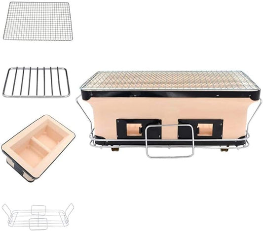 qiuqiu Barbecue Grill Japanese Style BBQ Grill Ceramic Smokeless Indoor Charcoal BBQ Grill Commercial Barbecue Pot Charcoal Stove