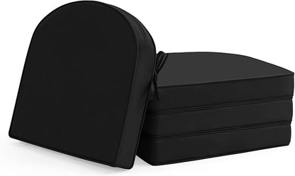 Outdoor Chair Cushions Set of 4: Waterproof & Fade Resistant Patio Furniture Cushions - 19 x 19 x 2 Inch Non Slip Round Corner Seat Cushion Pads with Removable Cover for Garden Yard Lawn, Black