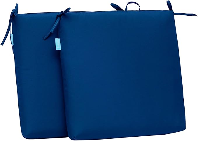 QILLOWAY Outdoor Indoor Chair Pads,Seat Cushions, Square Foam Dining Chair Patio Cushion Set of 4, All Weather, 17" Lx17 Wx3 D (Royal Blue)