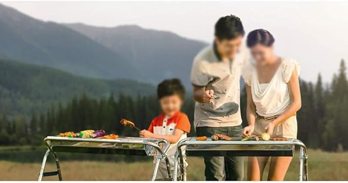 BBQ Grill Barbeque Grill Portable BBQ Charcoal Grill Foldable BBQ Charcoal Barbecue Grill Outdoor Cooking Camping Picnic Barbeque Grill Camping (A)