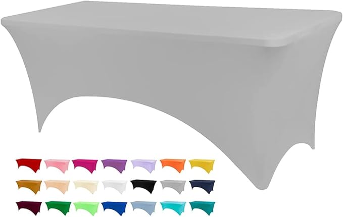 BDDC 6ft Stretch Spandex Fitted Table Cloth for 6 Foot Tables | GRS-Certified Eco-Friendly Fabric, Elastic Fit Rectangle Tablecloth, Washable, Wrinkle-Free, For Events & Parties