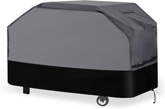 Heavy Duty Grill Cover 65 Inch, 600D Oxford Water Resistant UV & Fade Resistant BBQ Cover for Weber Char-Broil Dyna Glo Nexgrill Charcoal Gas Grill (65”W x 26”D x 45”H, Gray/Black)