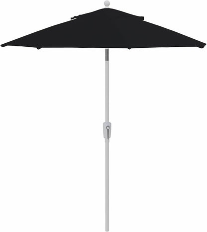 Treasure Garden 7.5ft Patio Umbrella – Outdoor Market Umbrella – Push Button Tilt – White Aluminum Frame (Sunbrella, Black)