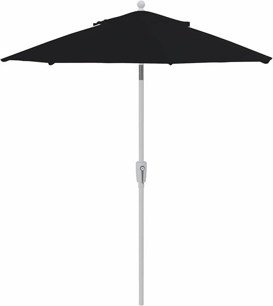 Treasure Garden 7.5ft Patio Umbrella – Outdoor Market Umbrella – Push Button Tilt – White Aluminum Frame (Sunbrella, Black)
