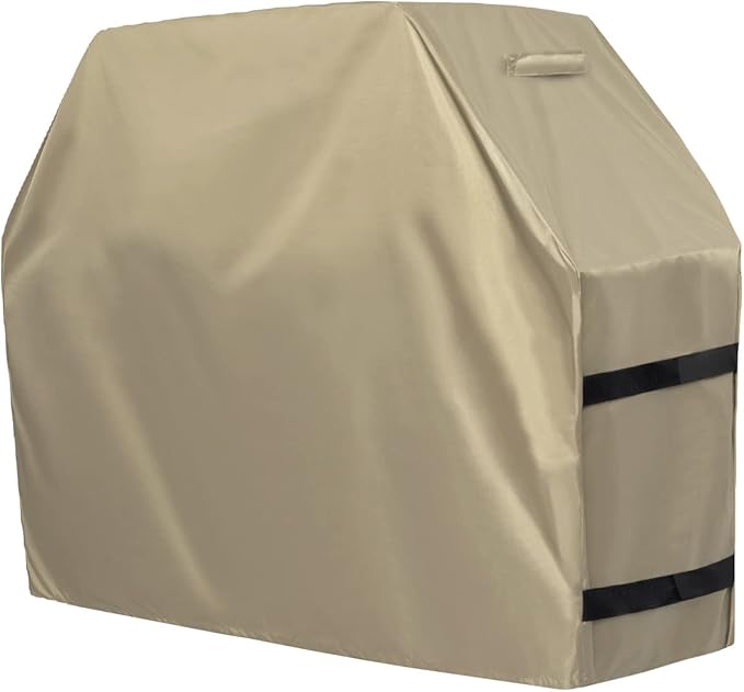 OutdoorLines Waterproof Heavy Duty BBQ Grill Cover - Universal Barbecue Grill Covers UV Resistant Barbeque Gas Grill Cover for Outdoor Outside Grill, 64L x 24W x 44H Inch, Camel