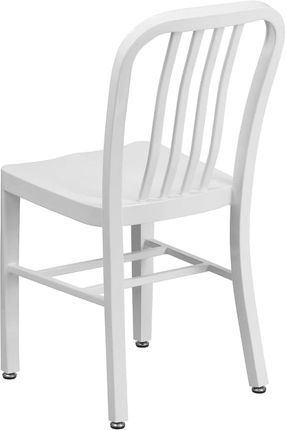 Flash Furniture Commercial Grade White Metal Indoor-Outdoor Chair