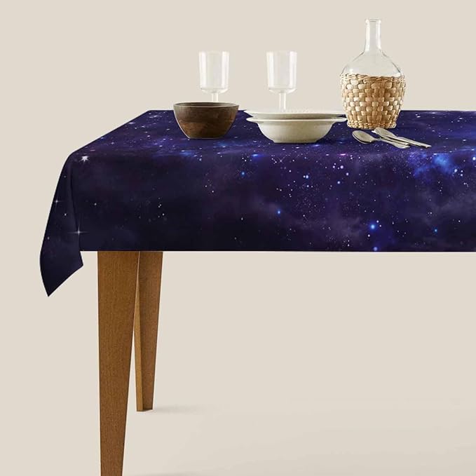 TKS MITLAN Tablecloth Galaxy Universe Table Cloth Rectangle Table 52 x 70 Inch Starry Night Sky Stars Outer Space Kitchen Decorations for Home Dinner Party