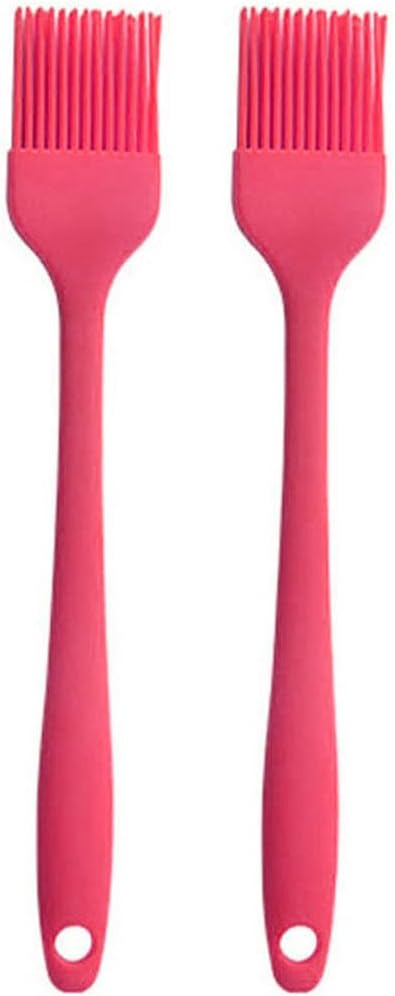 Silicone Oil brush, for BBQ Kitchen Cooking Baking and Grilling (2 PCS,Rose red)