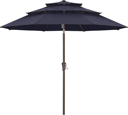 ABCCANOPY 9Ft 3 Tiers Market Umbrella, Outdoor Table Umbrella for Patio, Deck, Backyard (Navy Blue)