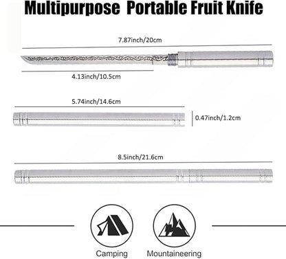 4.13" All-steel Fruit Knife with Sheath, Fixed Blade Flatware Knife with Cover, Multipurpose Stainless Steel Dinner Knife for Home, Kitchen, BBQ, Outdoor Cooking (Stick Shaped, Sliver)
