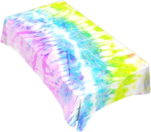 TKS MITLAN Tablecloth Rainbow Tie Dye Table Cloth Rectangle Table 60 x 84 Inch Distorted Watercolor Bright Pattern Vibrant Kitchen Decorations for Home Dinner Party