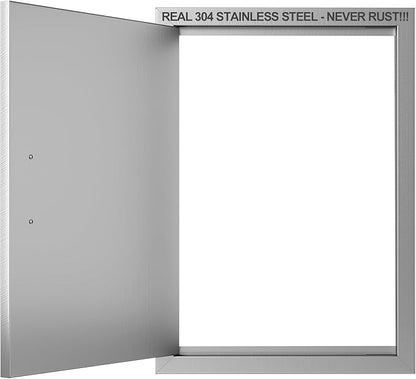 Outdoor Kitchen Door 17" W x 24" H-304 Stainless Steel Never Rust Cabinet Door-Double Layer-BBQ Access Doors-Weatherproof GrillDoor-Flush Mount BBQ Island Doors-MetalDoor for Outdoor Indoor Kitchen