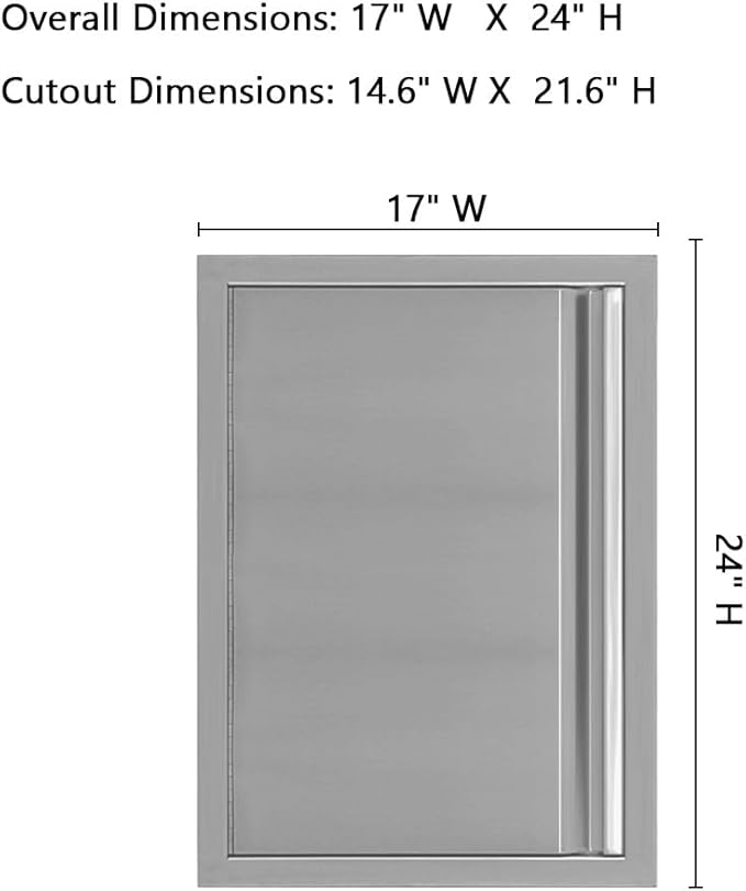 Outdoor Kitchen Doors 17" W x 24" H, Stainless Steel BBQ Access Doors, Flush Mount BBQ Door for Outside Kitchen Grilling Station, Barbeque Oven Island, Storage Cabinet Door