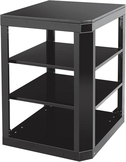 96" Modular Outdoor Kitchen Island with Side Burner, 6-Burner 95,500 BTU Propane BBQ Island, Refrigerator, Bar Counter, Integrated Sink & 3-Tier Corner Cabinet, Black