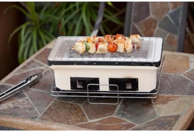 Portable Charcoal Grill for Camping BBQ Grills Outdoor Barbecue Grill Camping Grill with 157 Sq In Cooking Area,LightGrey-D