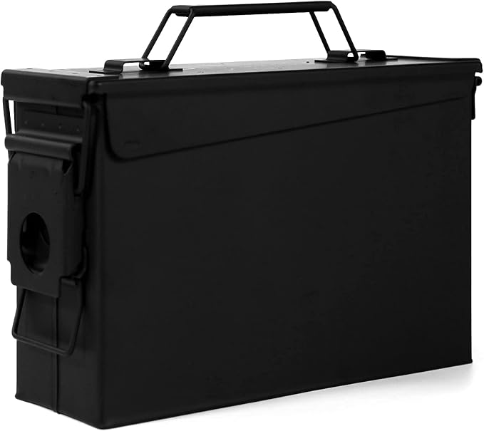 GUGULUZA Metal Ammo Can 30 50 Cal, Waterproof Airtight Ammo Containers Case | Heavy-Duty Ammunition Storage Case Military Container, Lockable Box w/Flip Top for Long-Term Storage Bullet, 30Cal and 50 Cal