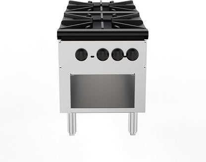 Stainless Steel Stoves,Propane Cooktop with 2 Burners – 180,000 BTU Total Power,Includes Natural Gas Conversion Kit.Commercial Gas Stove with Cabinet for Restaurant and Cafeteria Use.