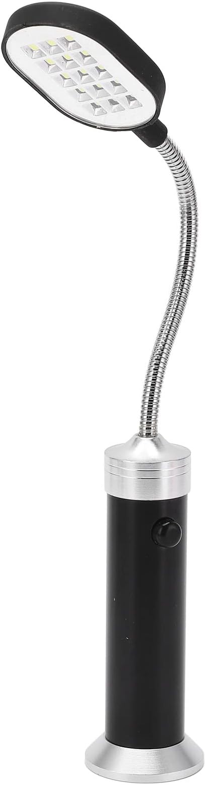 Magnetic Gooseneck Lamp, High Brightness LED Work Light 360° Adjustable for Outdoor Fishing BBQ Cycling Aluminum Alloy 4.3in Hose (Black)