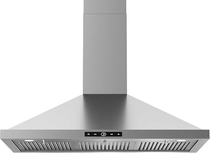 VIKIO HOME Wall Mount Range Hood 30 inch, 580 CFM, Stainless Steel Kitchen Vent Hood Ducted/Ductless Convertible, with 3-Speed Fan and LED Lights