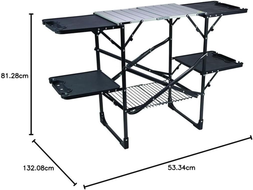 GCI OUTDOOR Slim-Fold Cook Station | Portable Folding Kitchen Table with a Heat Resistant Tabletop, 4 Side Tables & Storage Rack, Perfect for Picnics & Camping Trips