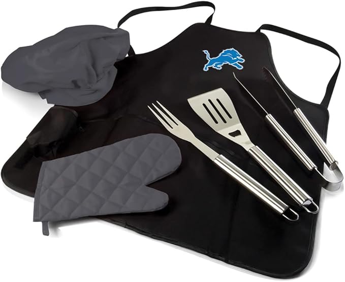 Picnic TIME BBQ Apron Tote Pro Grill Set, (Black with Gray Accents)