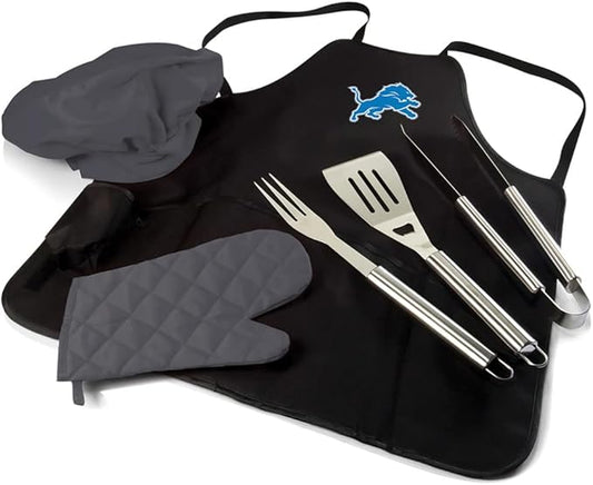 Picnic TIME BBQ Apron Tote Pro Grill Set, (Black with Gray Accents)