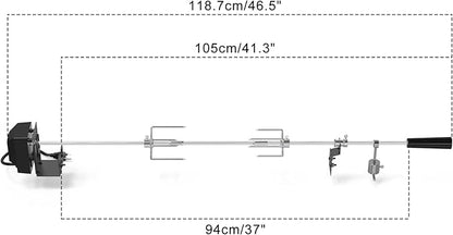 onlyfire Universal Rotisserie Kit BBQ Grilling Accessory Kit for Gas Grills | Fits Most 2 to 4 Burners Gas Grills, 32"-42" x 5/16" Standard Square Spit Rod