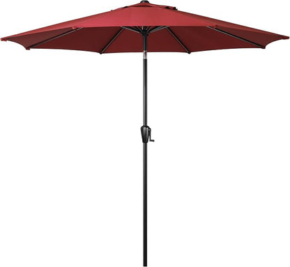 Sun-Ray 9' Round Patio Umbrella with Push-Button Tilt and Hand Crank Lift System, Market Umbrella for Porch, Deck, and Patio