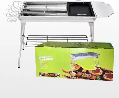 TOWINE Portable Charcoal Grills Large Barbecue Grill Household Frying and Grilling Dual Purpose Barbecue Grill Outdoor Folding Barbecue Grill for Outdoor Backyard Picnic Home