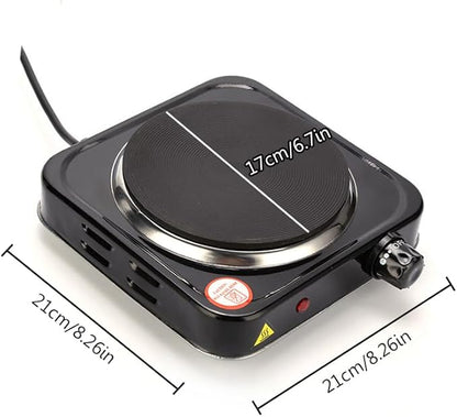 Compact and Portable Countertop Burner- Countertop Double Cast Iron Burner 2000 Watts Electric Hot Plate Temperature Controls Black