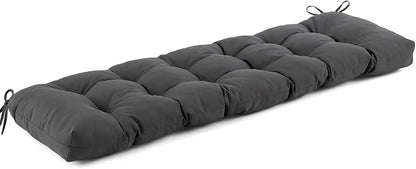 IASEAHK Outdoor Bench Cushion 59x18x5 Inch, Waterproof & Fade-Resistant Patio Furniture Cushions, Tufted Memory Foam Indoor/Outdoor Cushions for Couch Swing with Non-Slip Backing & Straps, Dark Grey