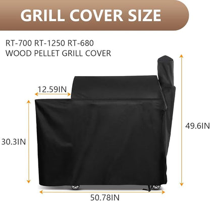 Grill Cover for recteq Flagship 1100,RT-700 RT-1250 RT-680 Wood Pellet Grill Cover | Full Length Heavy-Duty Premium Pellet Grill Cover for All-Weather Protection,Suitable for RT-700 RT-1250 RT-680