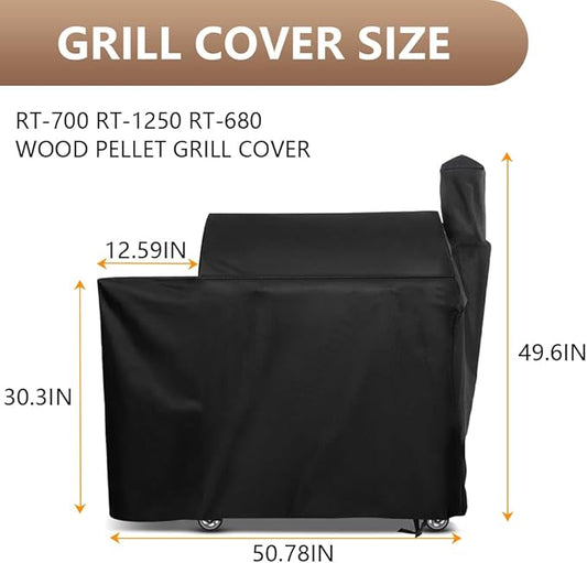 Grill Cover for recteq Flagship 1100,RT-700 RT-1250 RT-680 Wood Pellet Grill Cover | Full Length Heavy-Duty Premium Pellet Grill Cover for All-Weather Protection,Suitable for RT-700 RT-1250 RT-680