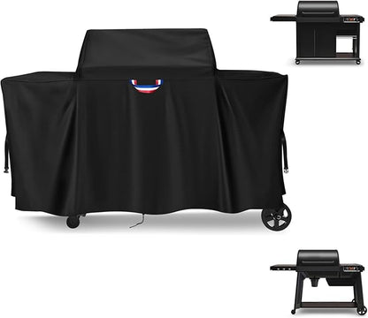 Grill Cover for Traeger Woodridge Pro/Elite Grills, Outdoor Waterproof BBQ Smoker Cover with Top Handles & Adjustable Straps, Pellet Grill Heavy Duty Accessory- 69x28x47 in, Black