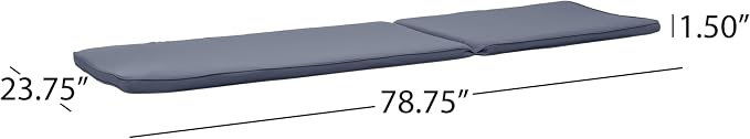 Christopher Knight Home 309785C Shane Chaise Lounge Cushion Outdoor Set of 2 with Removable Cover, 2 Piece Water-Resistant Lounge Chair Cushion 78.75" L x 23.75" W x 1.5" H Dark Grey