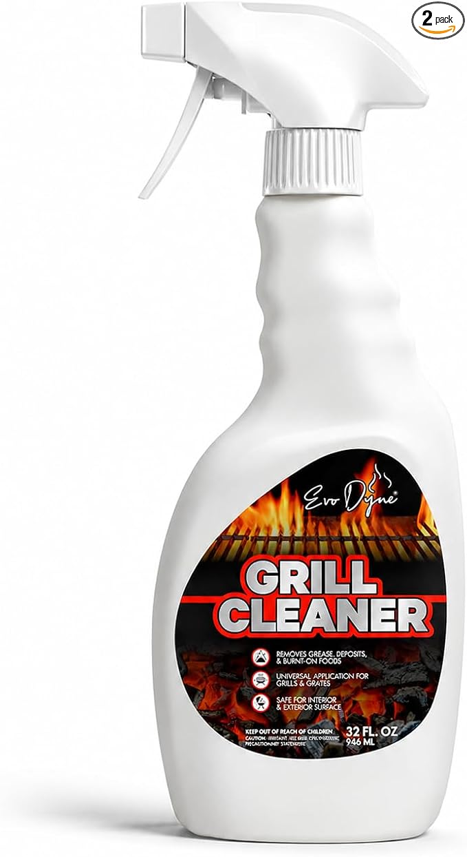 Evo Dyne Grill Cleaner Spray 32 oz Heavy-Duty BBQ Degreaser | Grill Cleaner - Cuts Grease with Less Scrubbing - BBQ Cleaner - Food-Safe - 32 oz Spray