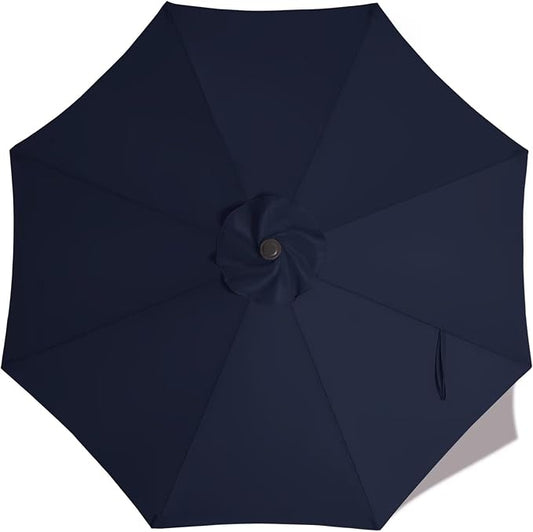 ABCCANOPY 9ft Outdoor Umbrella Replacement Top Suit 8 Ribs (Navy Blue) | 1 Year No Fading,Blocks 95% Harmful Rays,Double-Stitch Seams, Easy Install & Storage,Canopy Only,Ideal for Patio, Garden