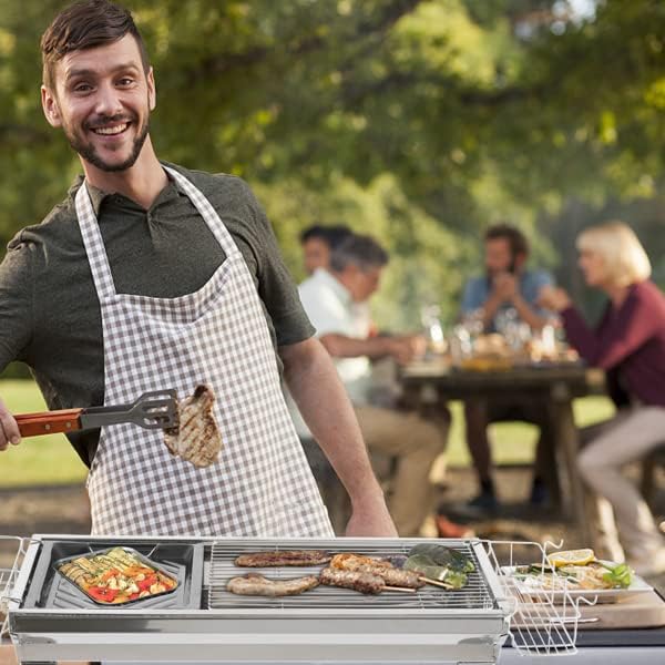 Portable Charcoal Grills Stainess Steel Folded Barbecue Grill 100 x 31 x 71CM Portable BBQ Grill for Outdoor Cooking Camping and Family Barbecue Outdoor Picnic