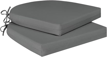 Cozyide Outdoor Chair Cushions, Waterproof Patio Seat Cushions with Adjustable Straps, Round Corner Patio Chair Cushions for Garden, Dark Grey, 17x16x2 Inch (Pack of 2)