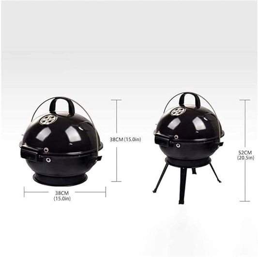 Portable Charcoal Grill Portable Round Charcoal Grill with Plated Steel Grates Stainless Steel Outdoor Folding Barbecue Grill Tools BBQ Grill for Outdoor