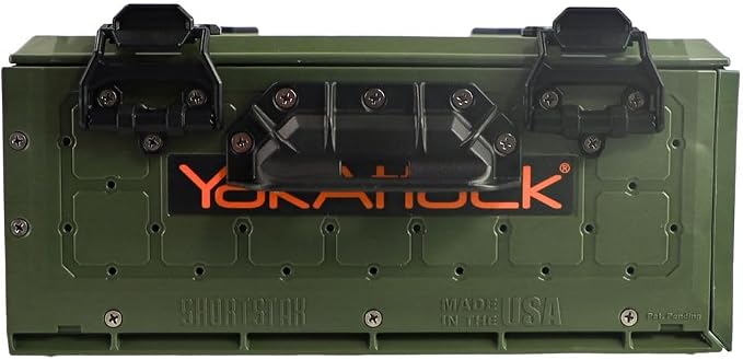 YakAttack ShortStak Solo Storage Box - Size & Color Options | Standalone Low-Profile Crate with Lid, Hinges & Latches | GridLoc Mounting Panels | Slider Feet for Under-Seat Use | Made in USA