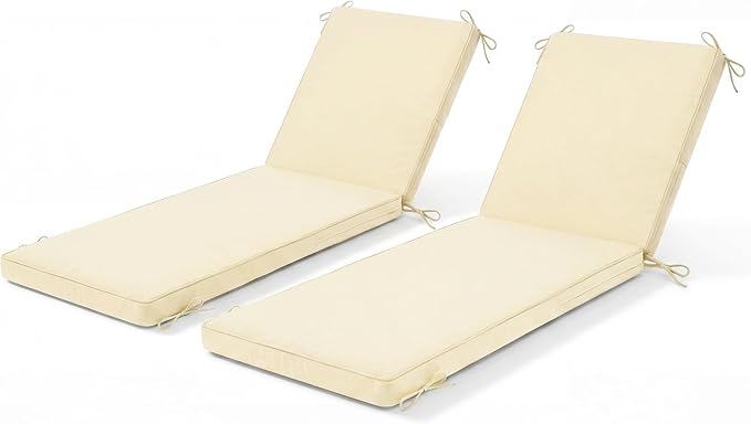 Chaise Lounge Cushions Outdoor Set of 2, Water-resistant and Fade-Resistant Patio Lounge Chair Cushions, Furniture Replacement Cushions Ideal for Pools, Gardens, Balconies, 80" x 26" x 3",Khaki Beige