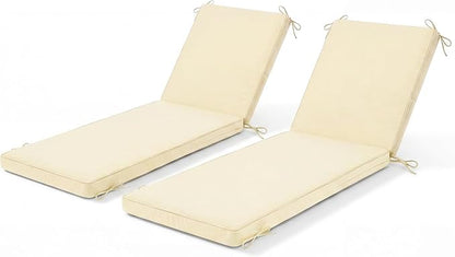 Chaise Lounge Cushions Outdoor Set of 2, Water-resistant and Fade-Resistant Patio Lounge Chair Cushions, Furniture Replacement Cushions Ideal for Pools, Gardens, Balconies, 80" x 26" x 3",Khaki Beige