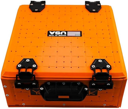 YakAttack ShortStak Solo Storage Box - Size & Color Options | Standalone Low-Profile Crate with Lid, Hinges & Latches | GridLoc Mounting Panels | Slider Feet for Under-Seat Use | Made in USA