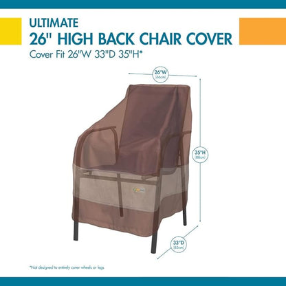 DUCKCOVERS Ultimate Waterproof 26 Inch High Back Patio Chair Cover, Stackable Chair Covers