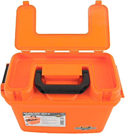 Flambeau Outdoors Marine Dry Box 14in, O-Ring Seal, Lift-Out Tray, Orange | Water-resistant 14in dry box with O-ring seal, flip top lid and lift-out tray. High-visibility orange, marine ready
