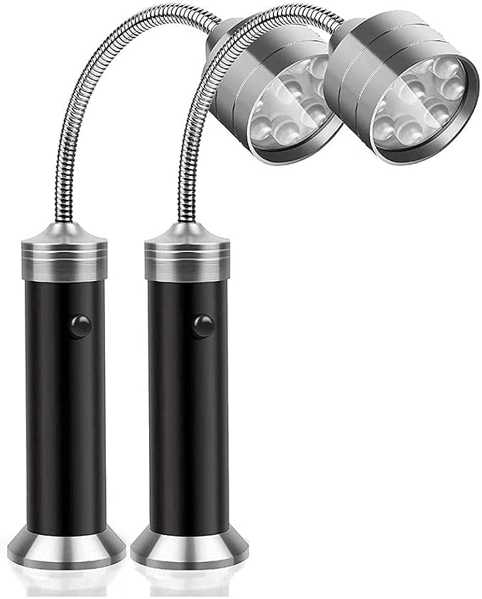 TopHomer 2 Pcs BBQ Grill Light Flexible LED BBQ Grill Lights with Magnetic Base Waterproof Magnetic Grill Light 360 Degrees Adjustable for Camping, Reading, Biking
